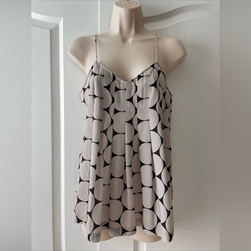 Madewell Black and Beige Geometric Pattern Spaghetti Strap Top Size 0
